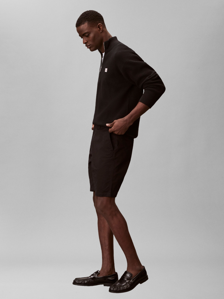 Black Straight Chino Shorts  Men