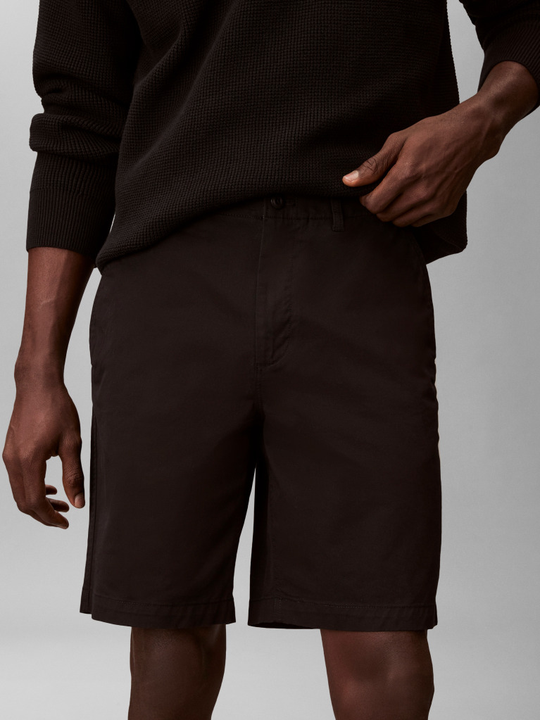Black Straight Chino Shorts  Men