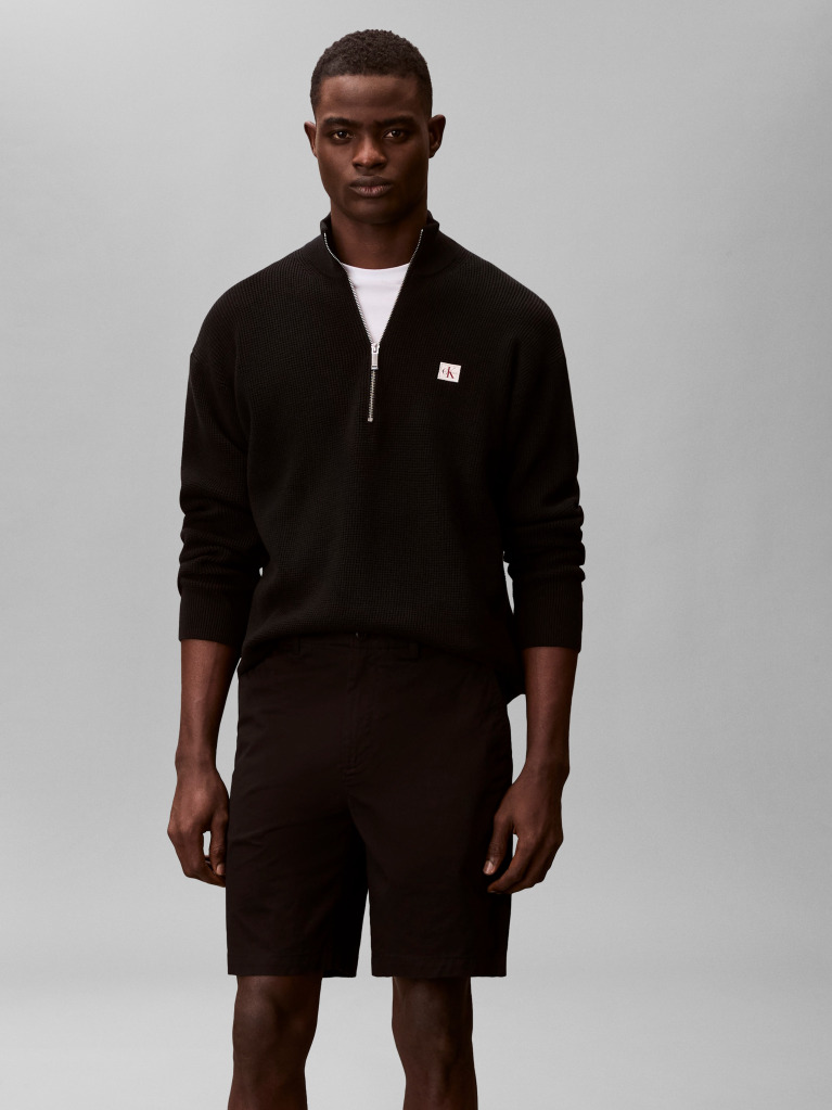 Black Straight Chino Shorts  Men