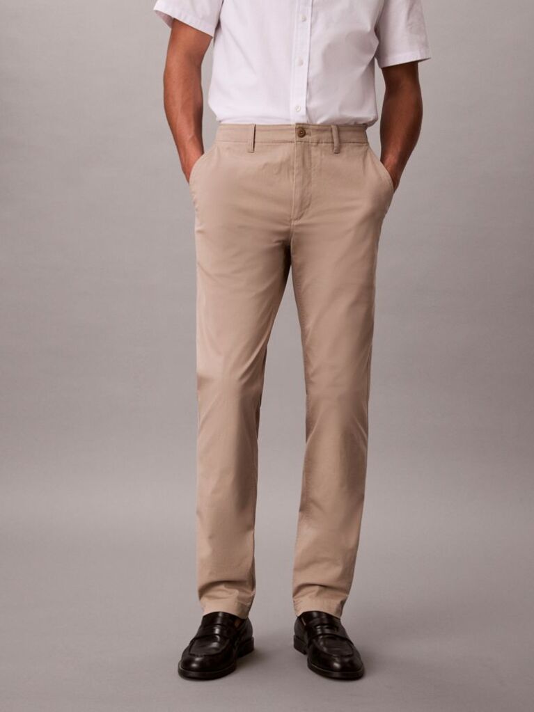 Brown Slim Fit Buttoned Chinos  Men
