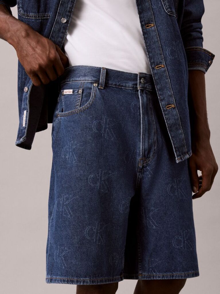 Denim 90s Logo Denim Shorts  Men