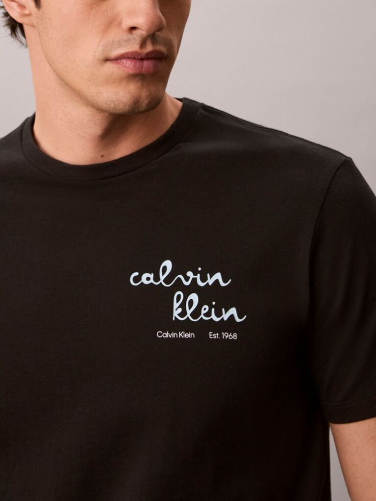 Black Logo Graphic Crew Neck T-Shirt  Men