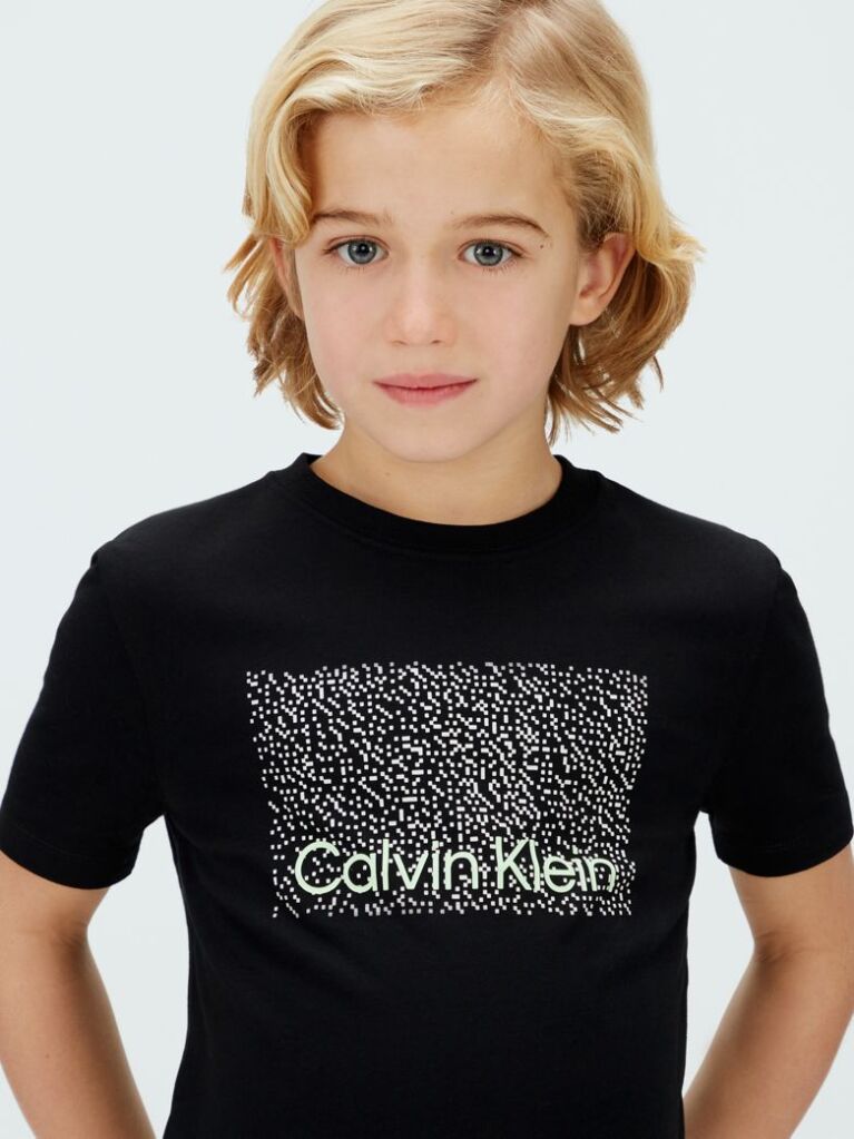 Black Perforated Logo T-Shirt  Boys