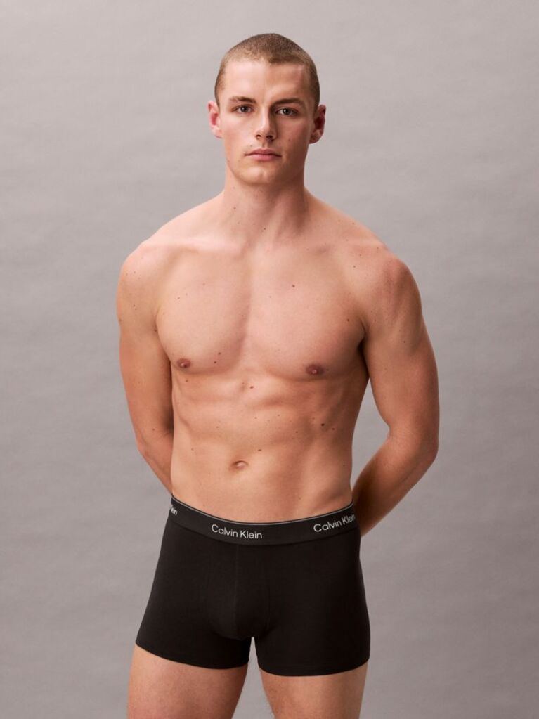 Black 3 Pack Trunks - Icon Cotton Stretch  Men