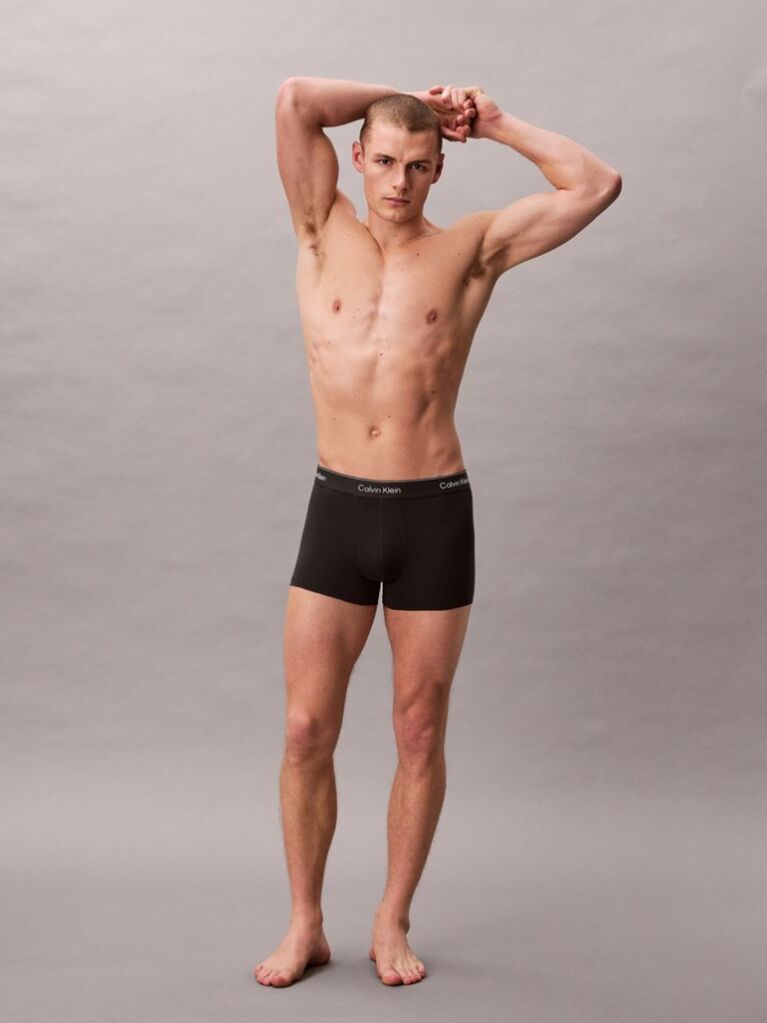 Black 3 Pack Trunks - Icon Cotton Stretch  Men