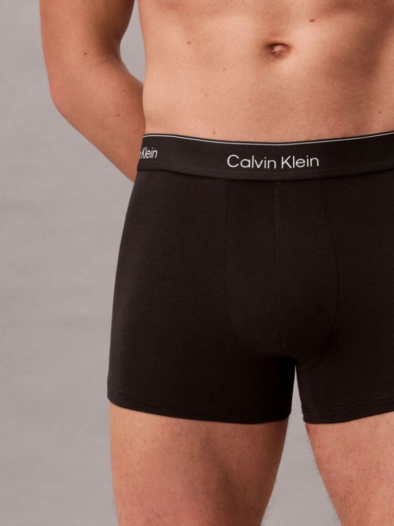 Black 3 Pack Trunks - Icon Cotton Stretch  Men