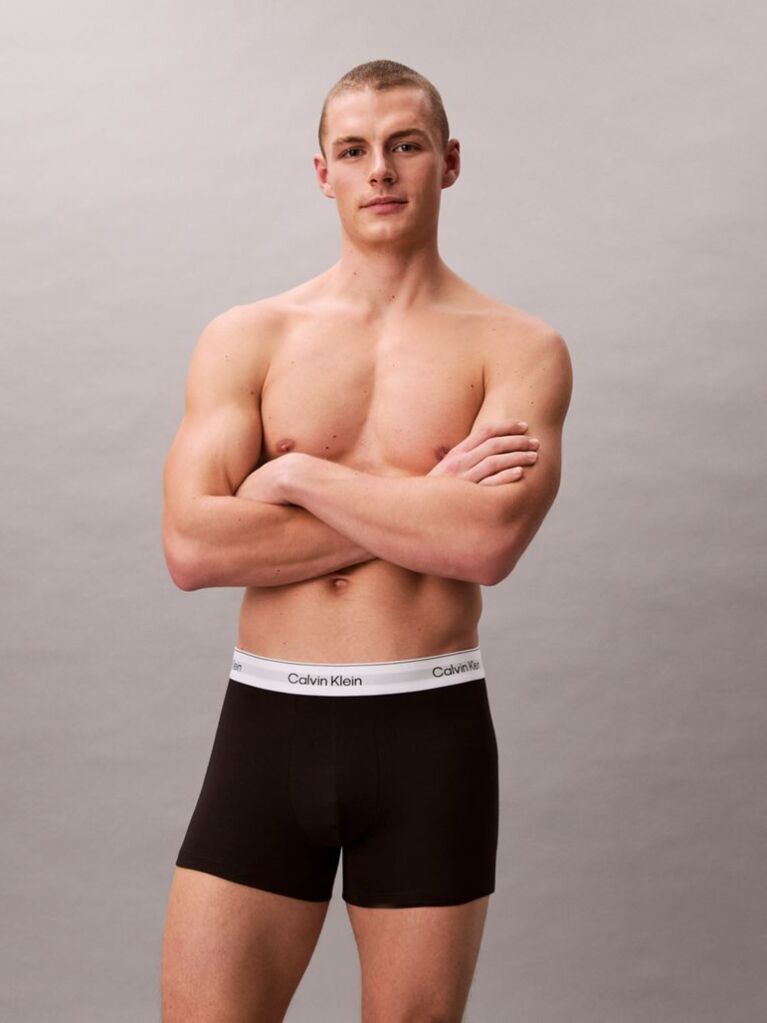 Black 3 Pack Trunks - Icon Cotton Stretch  Men