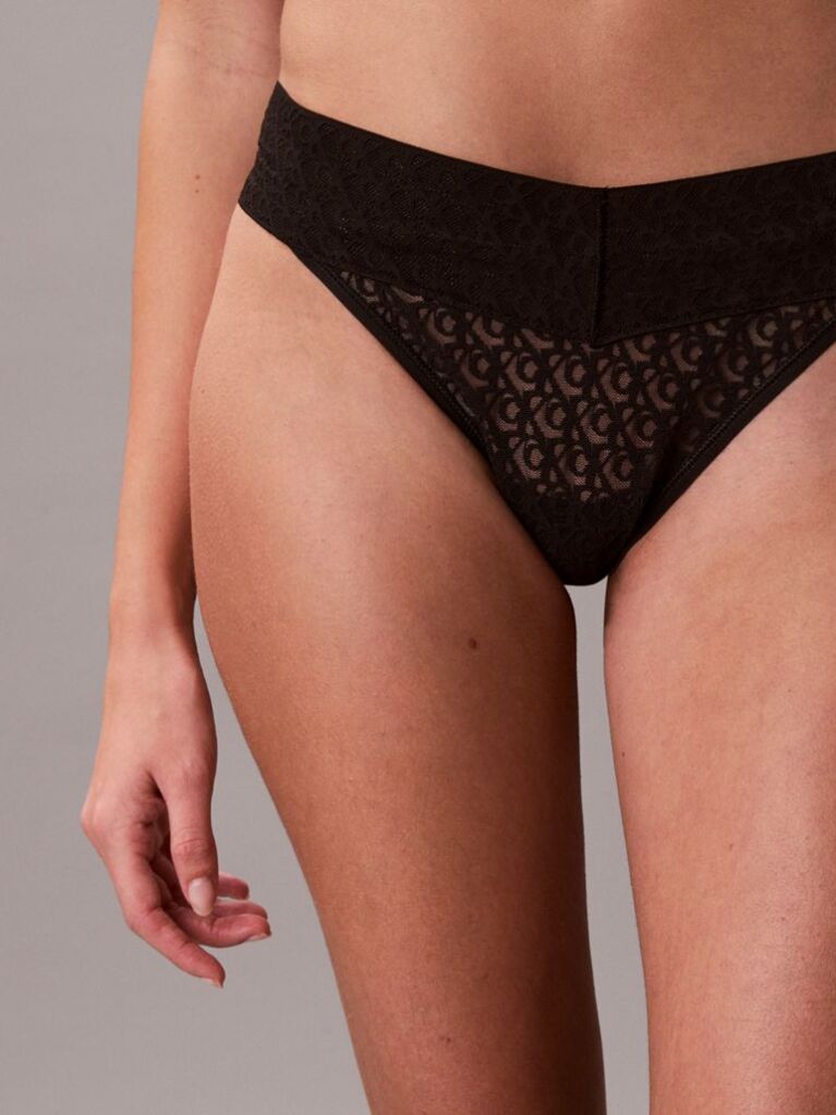 Black Thong - Icon Logo Lace  Women