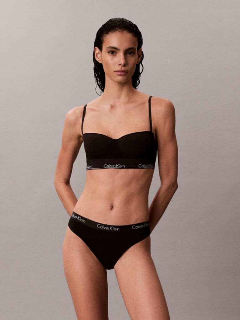 Black Longline Balconette Bra - Icon Cotton Modal  Women