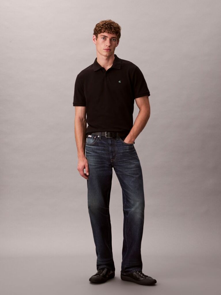 Black Cotton Piqué Polo Shirt  Men
