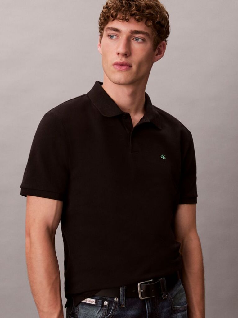 Black Cotton Piqué Polo Shirt  Men
