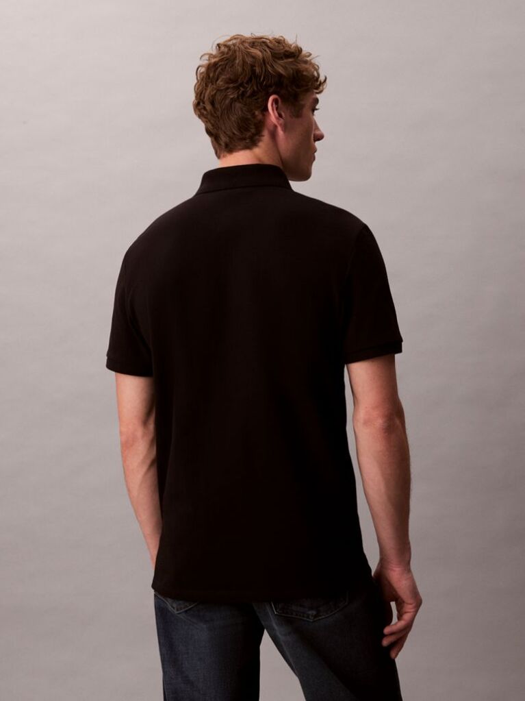 Black Cotton Piqué Polo Shirt  Men