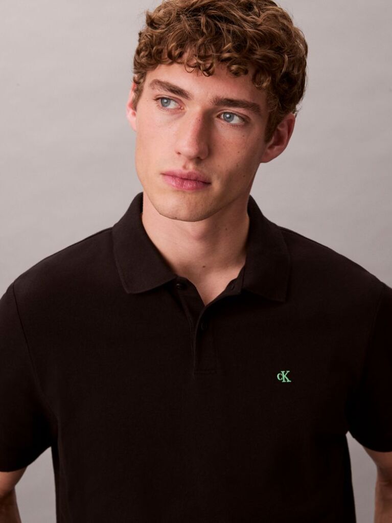 Black Cotton Piqué Polo Shirt  Men