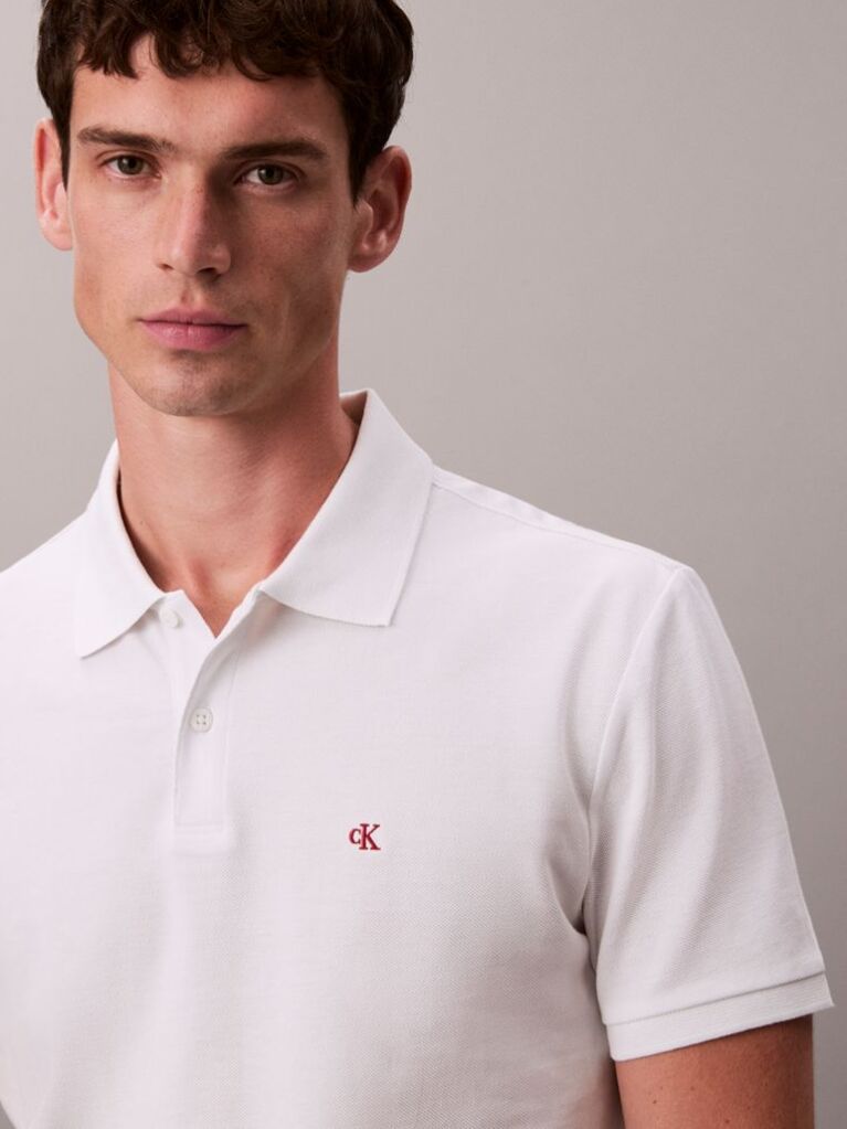 White Cotton Piqué Polo Shirt  Men
