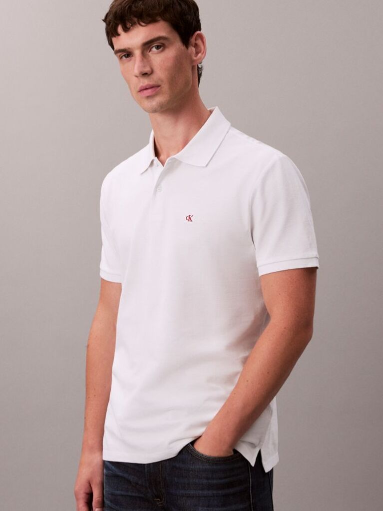 White Cotton Piqué Polo Shirt  Men