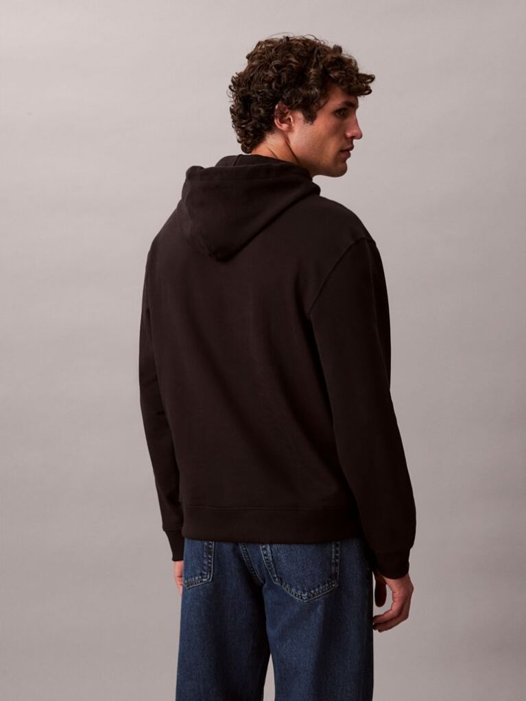 Black Relaxed Monogram Hoodie  Men