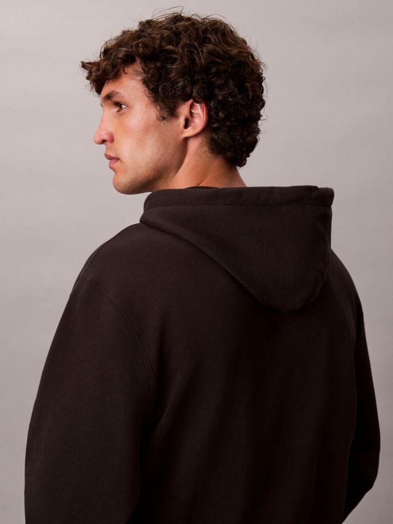 Black Relaxed Monogram Hoodie  Men