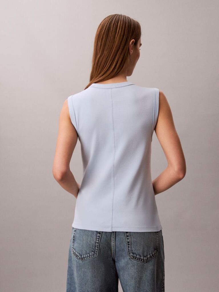 Blue Logo Patch Ribbed Tank Top  Women