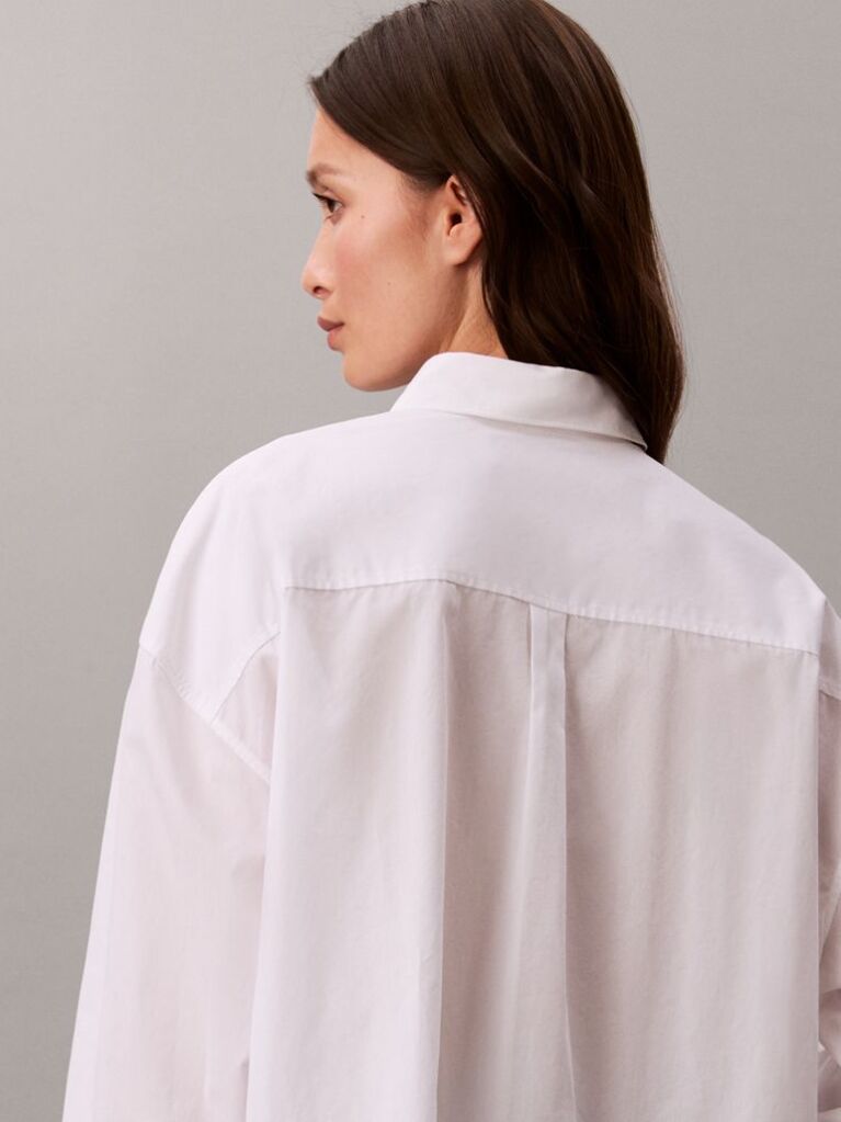 White Cropped Fit Poplin Shirt  Women