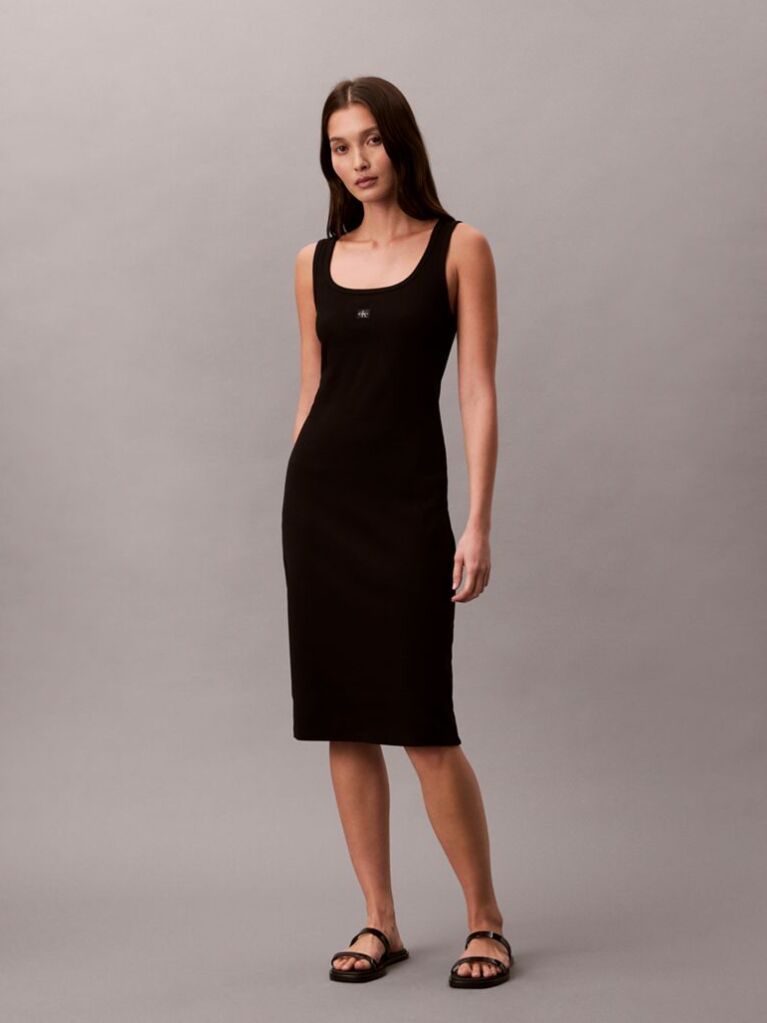 Black Ribbed Sleeveless Mini Dress  Women
