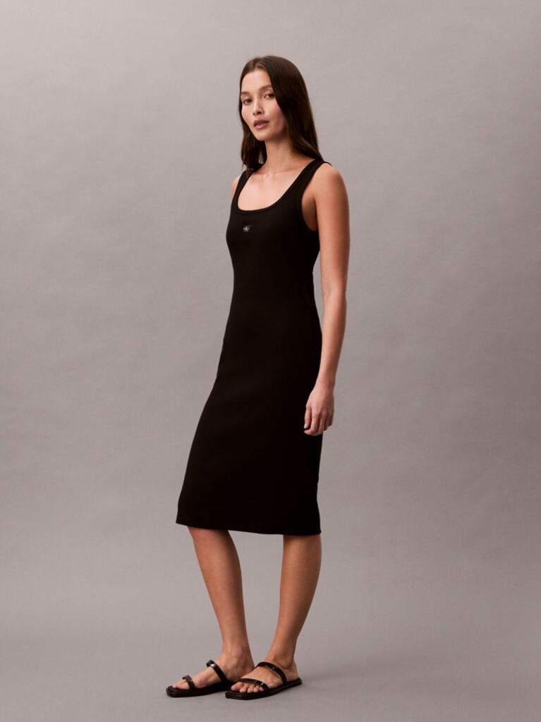 Black Ribbed Sleeveless Mini Dress  Women