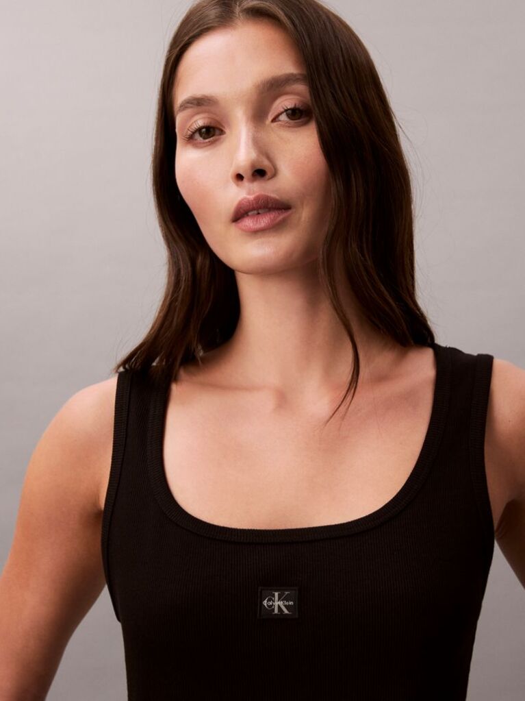 Black Ribbed Sleeveless Mini Dress  Women