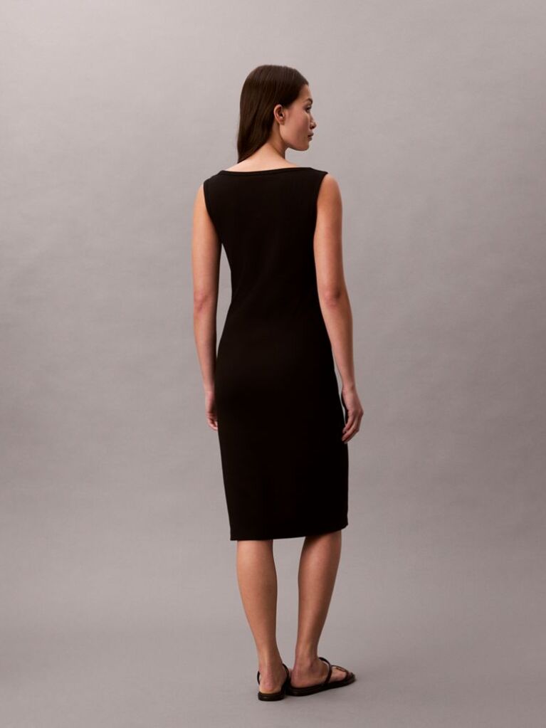 Black Ribbed Sleeveless Mini Dress  Women