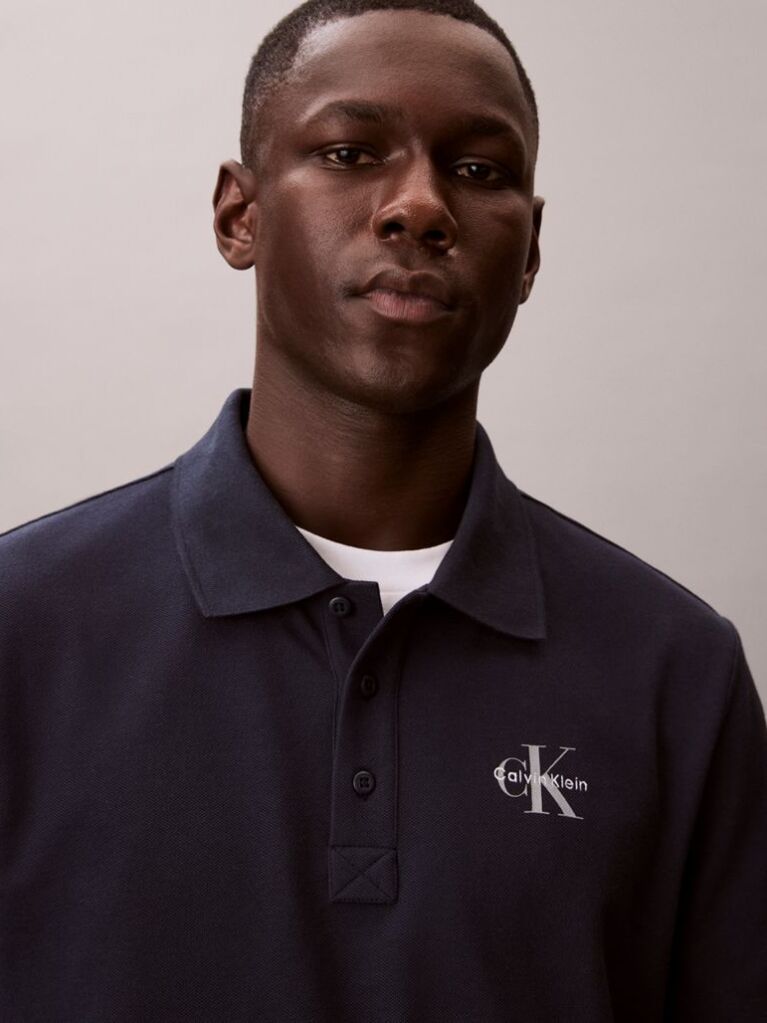 Blue Casual Monologo Polo Shirt  Men