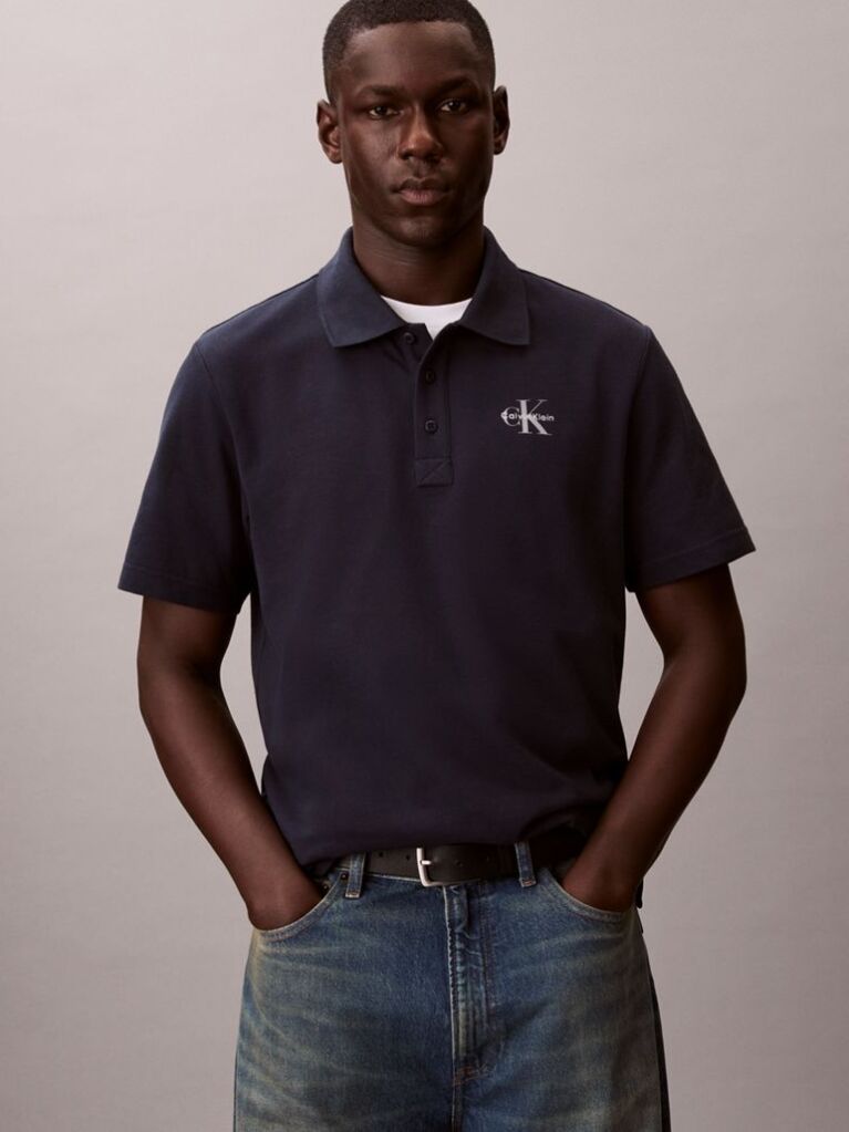 Blue Casual Monologo Polo Shirt  Men