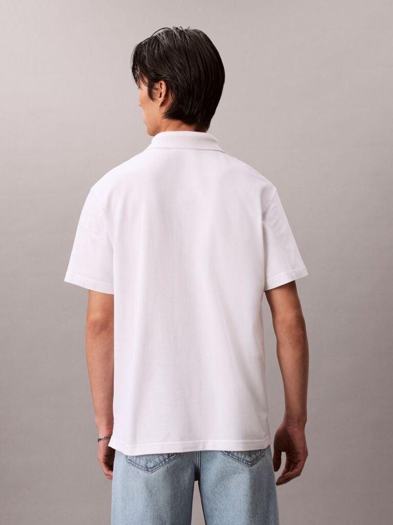 White Casual Monologo Polo Shirt  Men