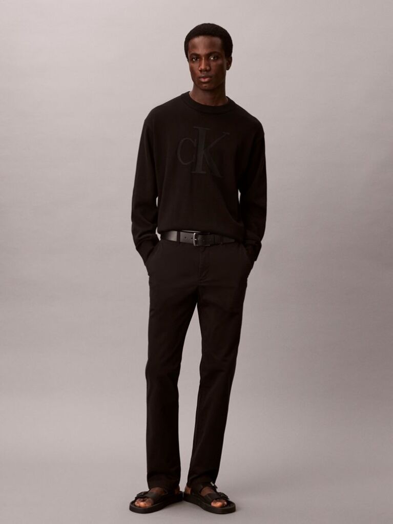 Black Slim Fit Buttoned Chinos  Men