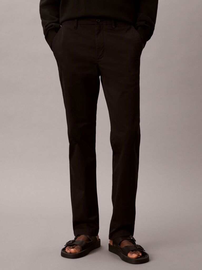 Black Slim Fit Buttoned Chinos  Men