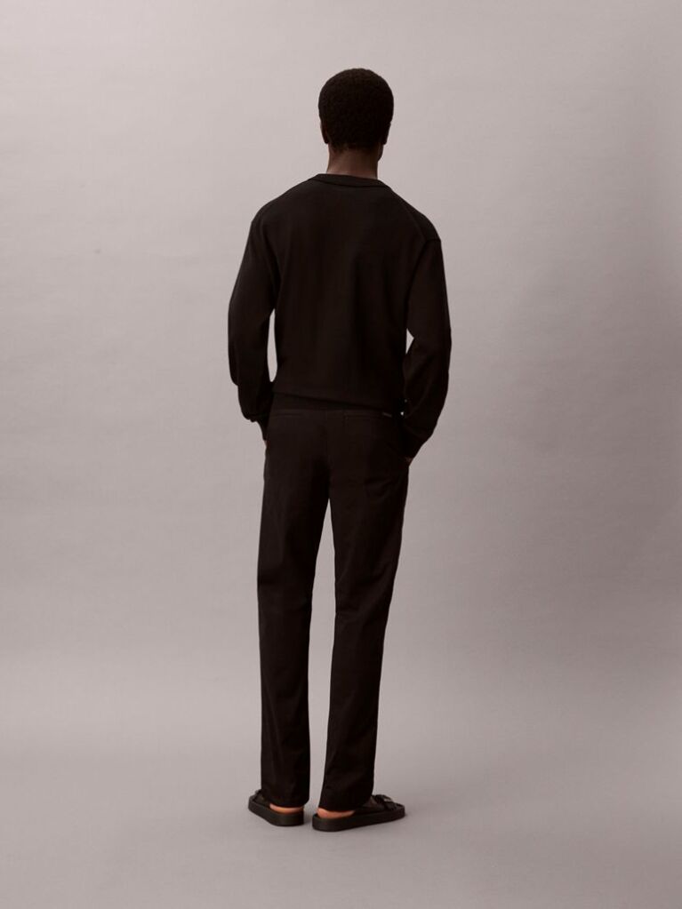 Black Slim Fit Buttoned Chinos  Men