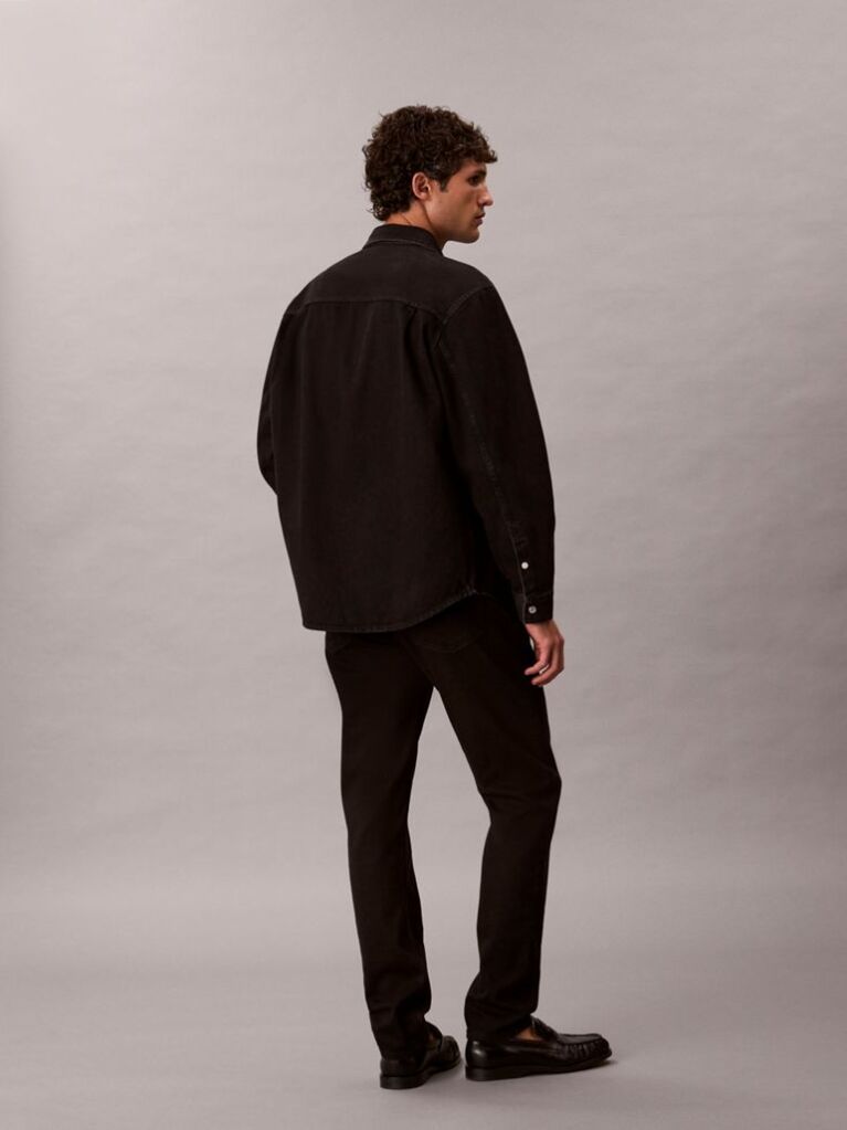 Black Slim Tapered Leg Black Jeans  Men