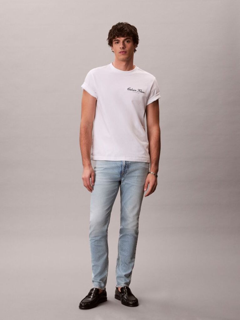 Denim Marbled Slim Tapered Leg Jeans  Men