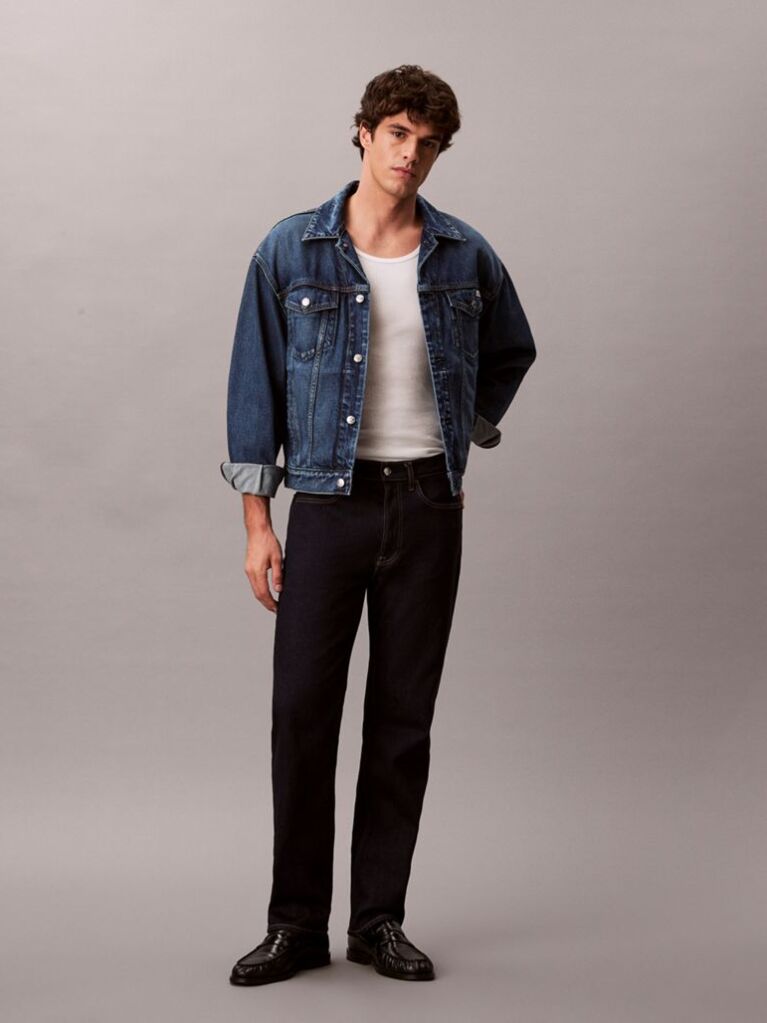 Denim Classic Topstitched Straight Leg Jeans  Men