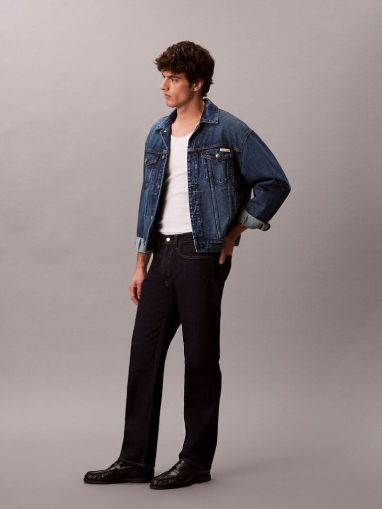 Denim Classic Topstitched Straight Leg Jeans  Men