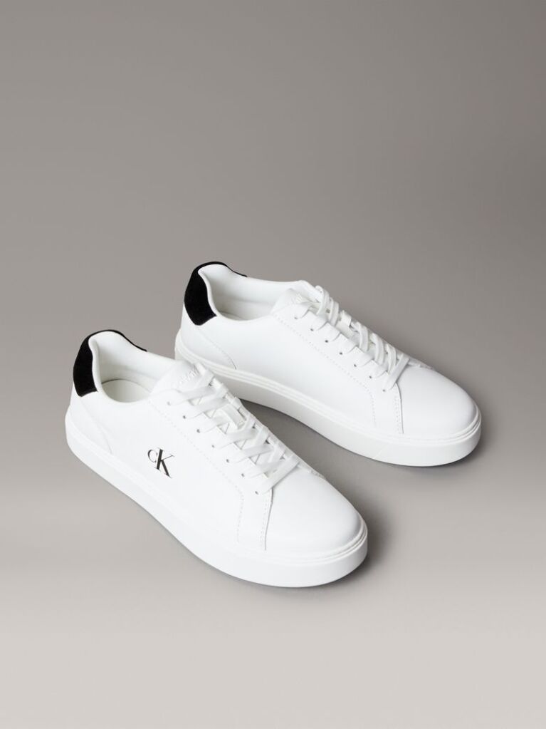 White Leather Signature Logo Trainers  Men