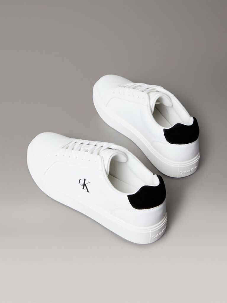 White Leather Signature Logo Trainers  Men
