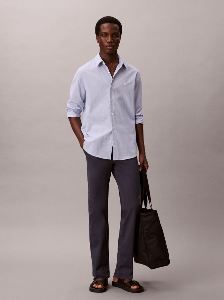 Blue Slim Fit Buttoned Chinos  Men