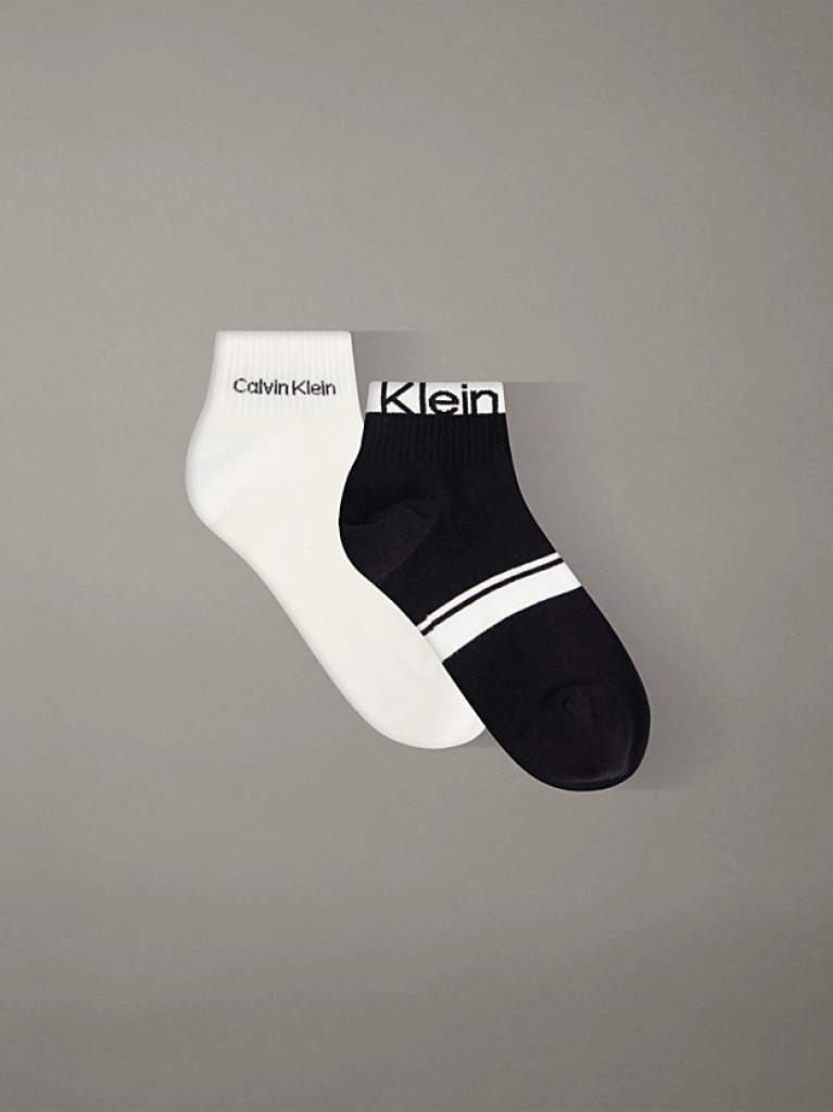 Black 2 Pack Logo Stripe Ankle Socks  Men
