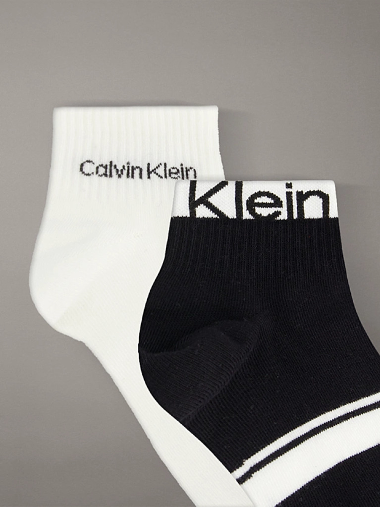 Black 2 Pack Logo Stripe Ankle Socks  Men