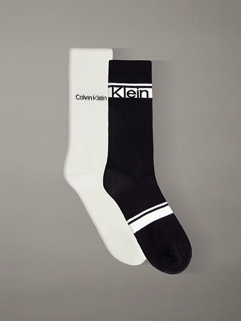Black 2 Pack Logo Stripe Crew Socks  Men