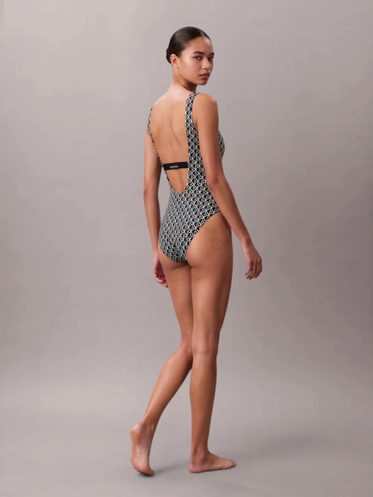 Black Scoop Back Swimsuit - CK Icon  Women