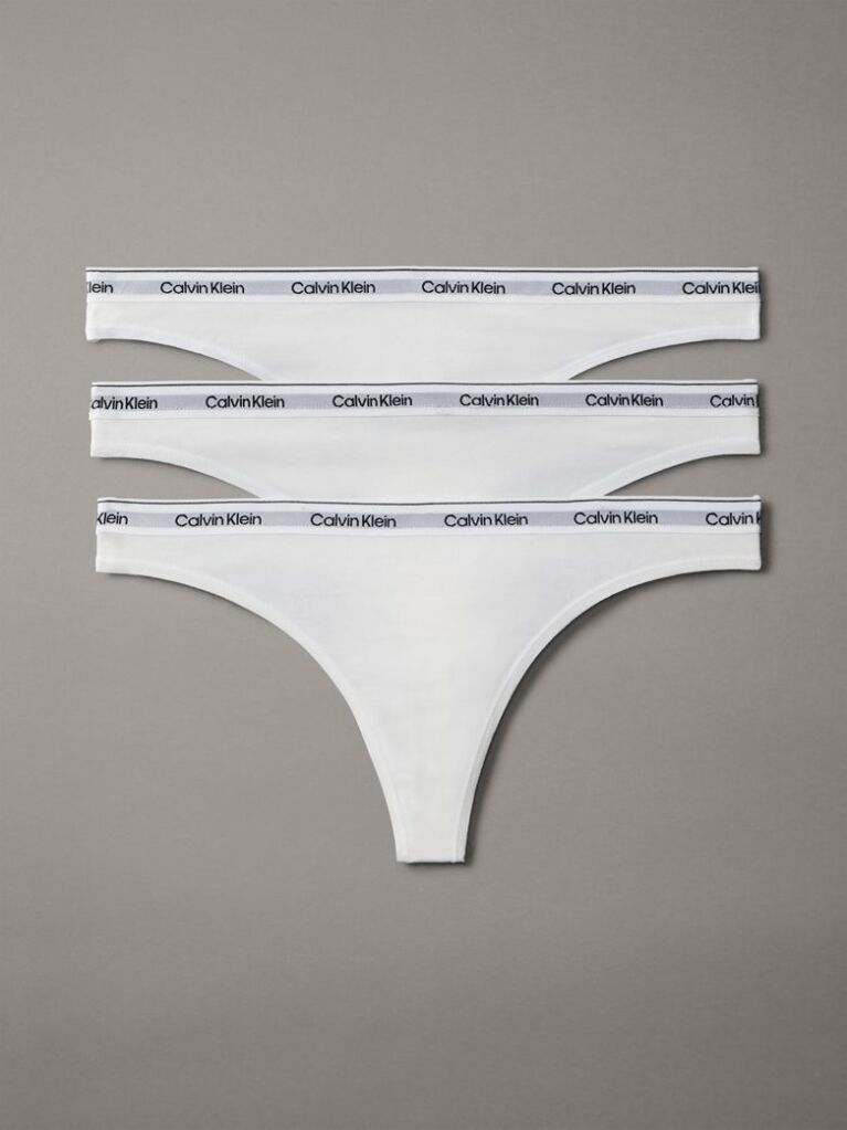 White 3 Pack Thongs - Icon Logo  Women