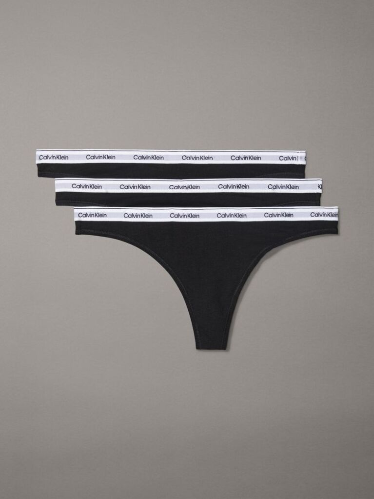 Black 3 Pack Thongs - Icon Logo  Women