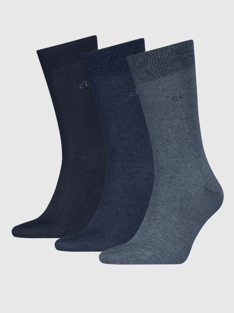 Blue 3 Pack Classic Socks  Men