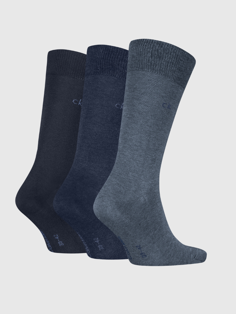 Blue 3 Pack Classic Socks  Men