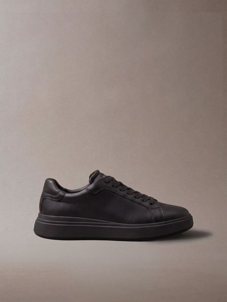 Black Leather Trainers  Men