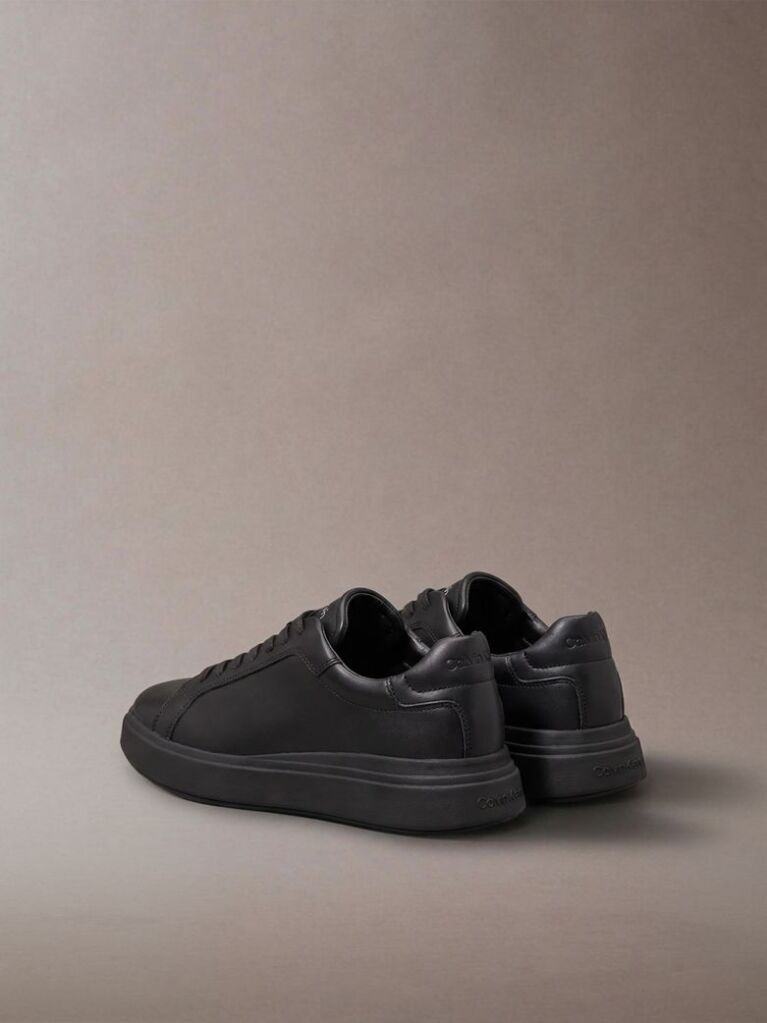 Black Leather Trainers  Men